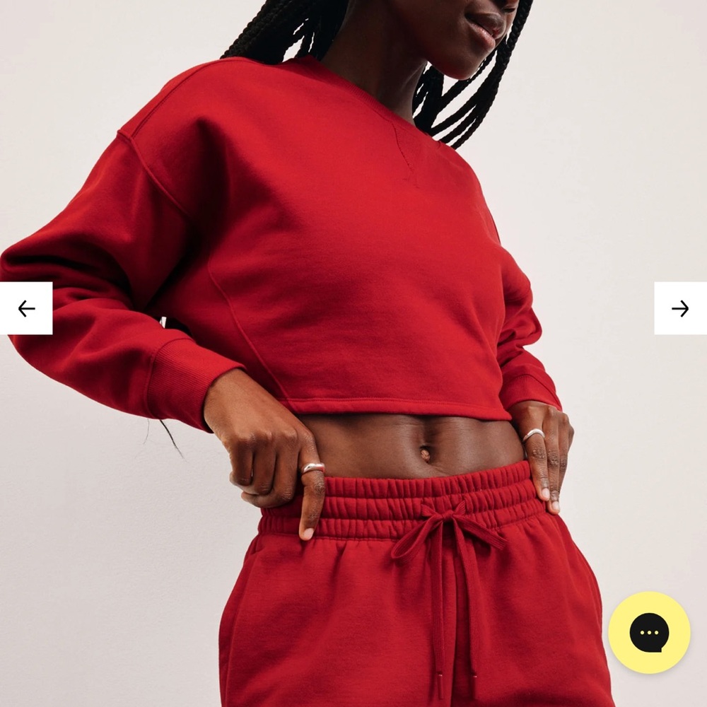 Red Cropped Sweatshirt and Sweatshorts Set